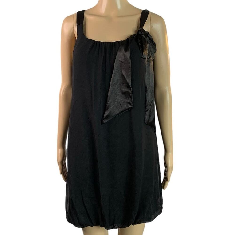 Signature by Robbie Bee Women 10P Silk Mini Dress Black Polyester Trim & Lining
